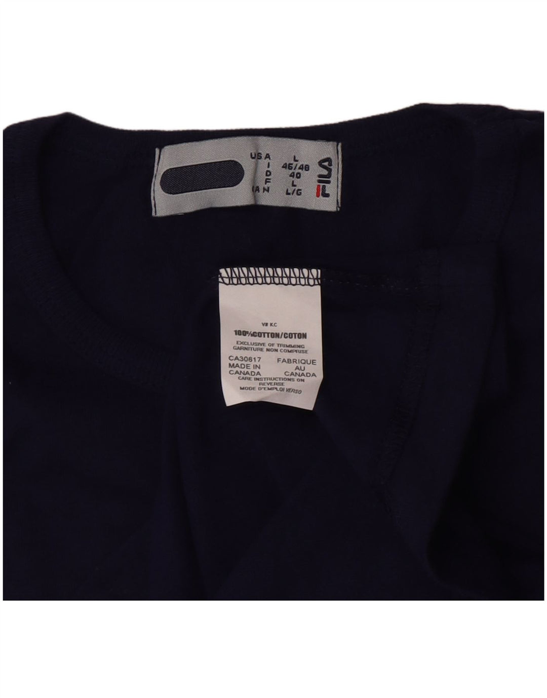 Maglietta Fila Donna Top IT 46/48 Large Blu Navy Cotone