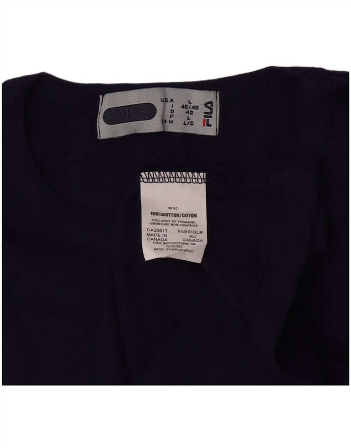 Maglietta Fila Donna Top IT 46/48 Large Blu Navy Cotone