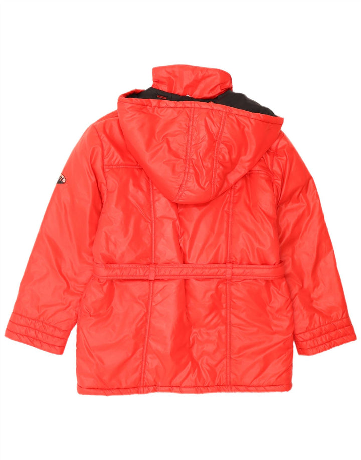 Giubbotto Imbottito Vintage Bambina con Cappuccio 15-16 Anni Rosso in Poliammide