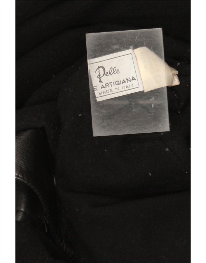 Cappotto in pelle vintage da donna IT 42 medio in pelle nera