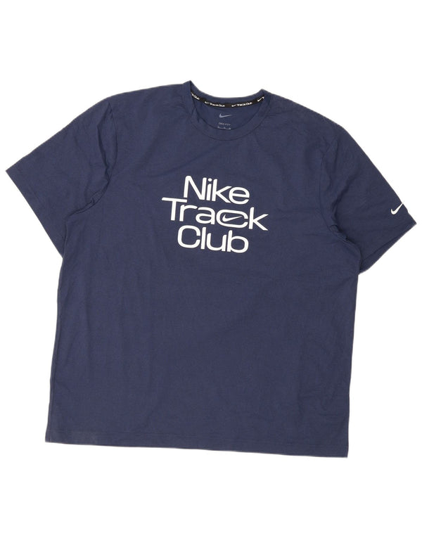 T-shirt grafica da uomo Nike Dri Fit Top XL poliestere blu navy
