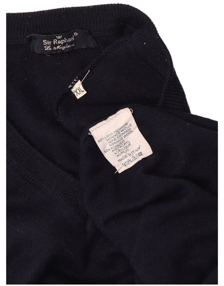 SIR RAPHAEL Maglione da uomo con scollo a V 2XL Acrilico blu navy