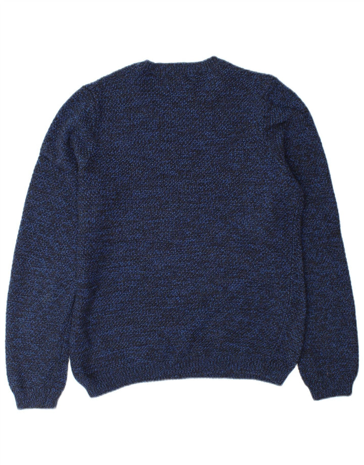 Maglione maglione girocollo da uomo Marks & Spencer piccolo cotone screziato blu