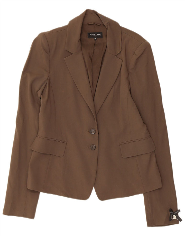 PATRIZIA PEPE Giacca Blazer da Donna a 2 Bottoni IT 46 Large Marrone Lana Vergine