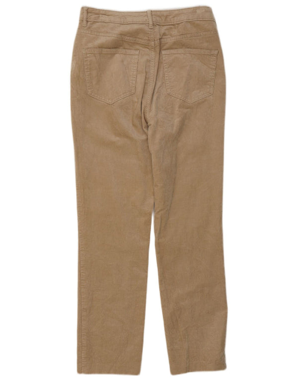 Pantaloni dritti in velluto a coste da donna Marks & Spencer UK 10 Small W27 L28 Beige