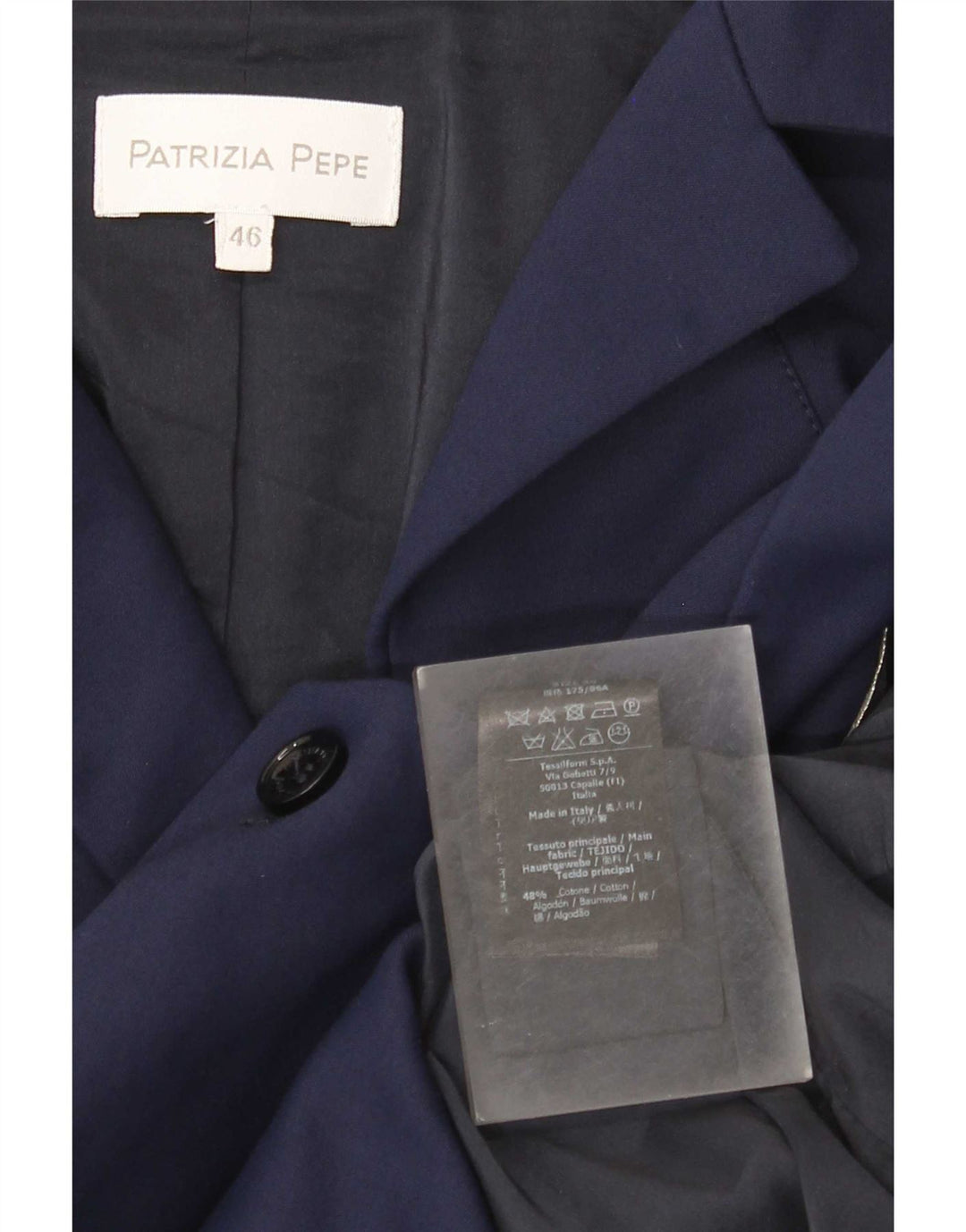 Patrizia Pepe Giacca Blazer da Donna a 2 Bottoni IT 46 Large Blu Navy in Cotone