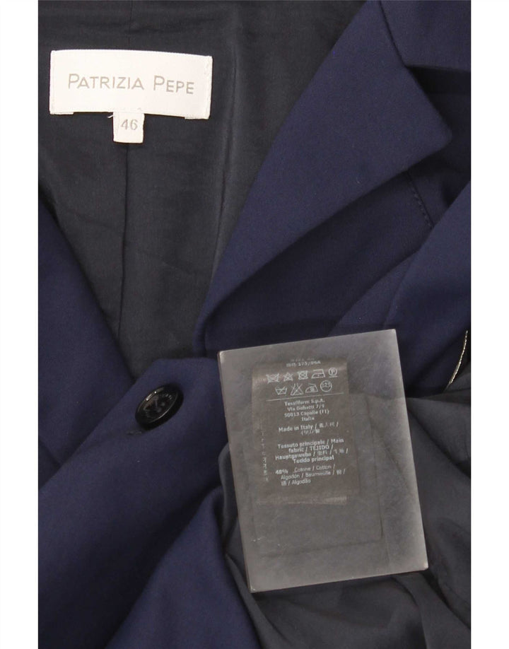 Patrizia Pepe Giacca Blazer da Donna a 2 Bottoni IT 46 Large Blu Navy in Cotone
