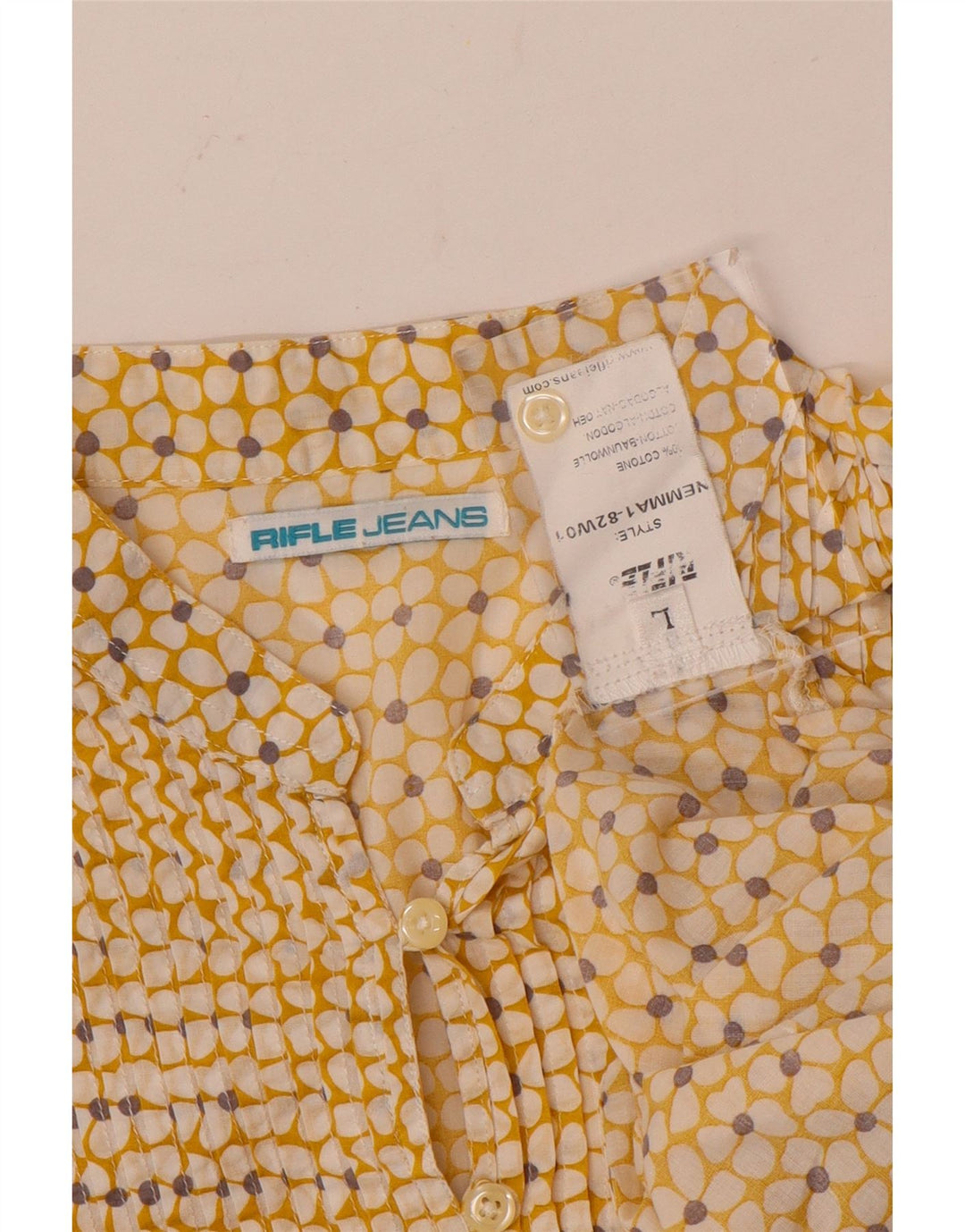 Camicia pullover da donna Rifle UK 16 grande cotone floreale giallo
