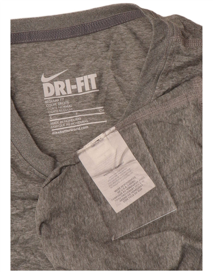 Nike Dri Fit Regular Fit Top manica lunga da donna UK 10 Small Grigio Poliestere