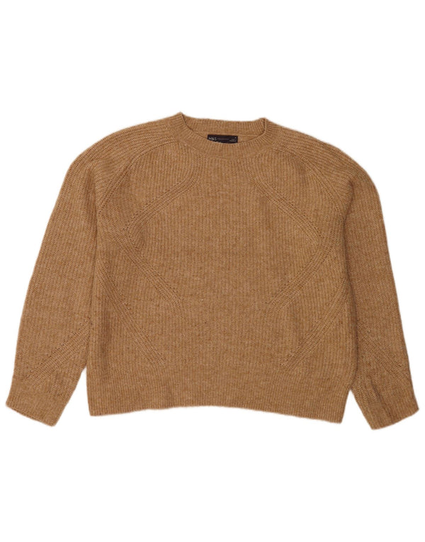 Maglione maglione girocollo da donna Marks & Spencer UK 14 Marrone medio screziato