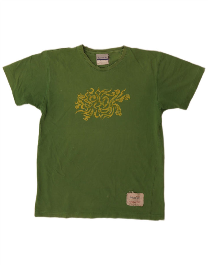 T-shirt grafica da uomo Reebok Top Small in cotone verde