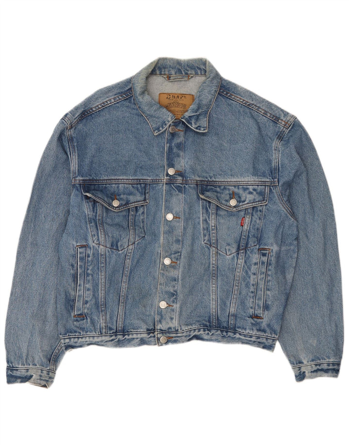 Giacca di jeans oversize da donna vintage UK 14 blu medio