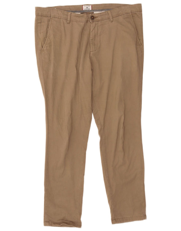 Jack & Jones Mens Slim Chino Trousers W36 L30 Beige Cotton