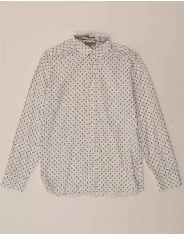 TED BAKER Mens Shirt Size 3 Medium White Spotted Modal Vintage Ted Baker and Second-Hand Ted Baker from Messina Hembry 