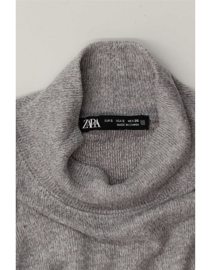 Maglione corto con collo alto da donna Zara UK 10 piccolo grigio
