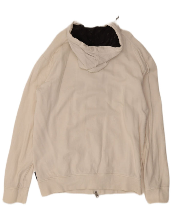 Maglione con cappuccio e zip grafica da donna Armani Jeans UK 18 XL Cotone bianco