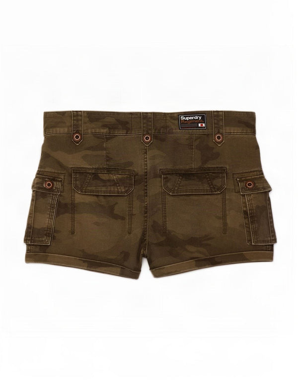 Pantaloncini cargo da donna Superdry Small W30 cotone mimetico verde