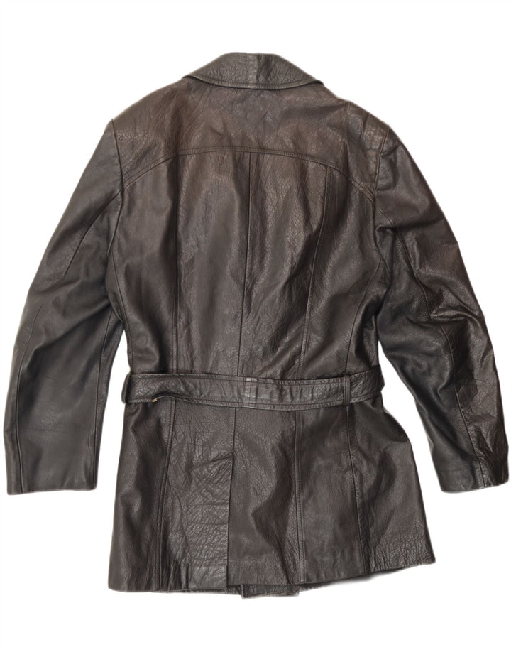 Giacca in pelle doppio petto da uomo Carnaby Street UK 38 media nera