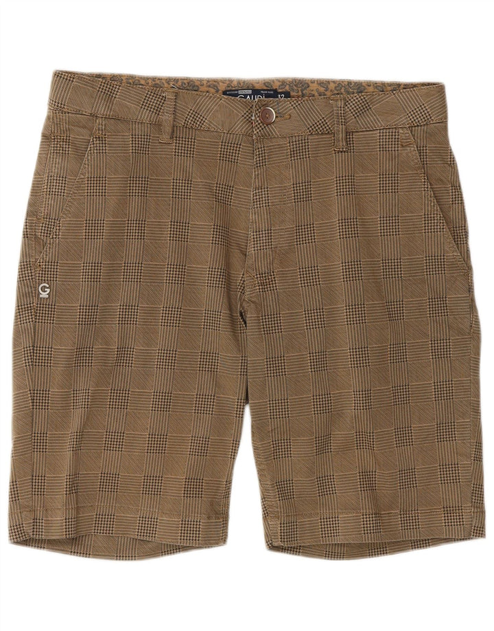 Pantaloncini chino Dakota da uomo Gaudi W32 in cotone a quadri marrone medio