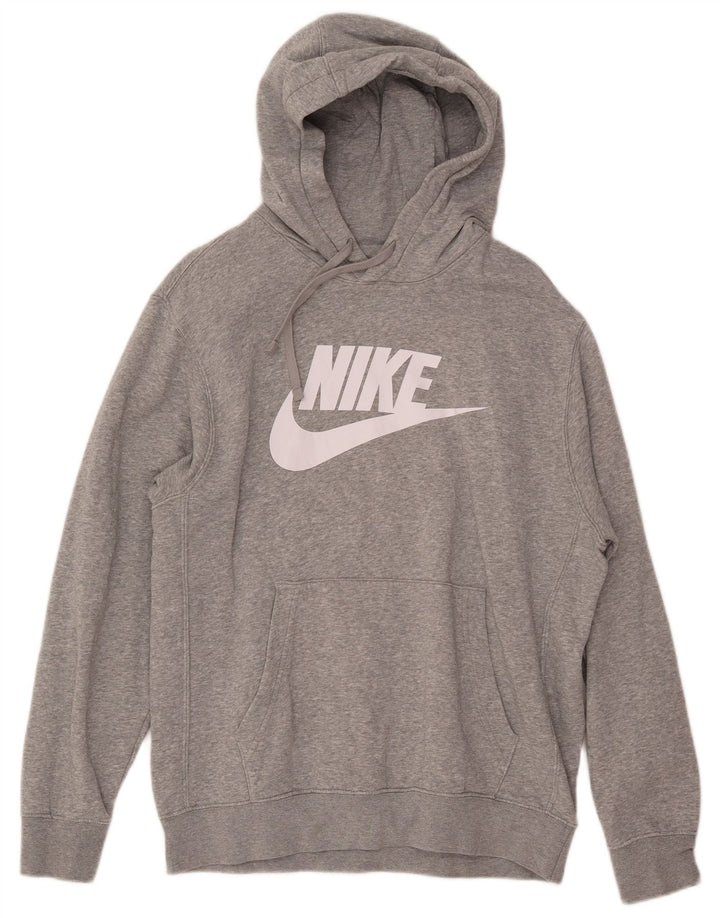 Felpa con cappuccio grafica Nike da uomo in cotone grigio medio