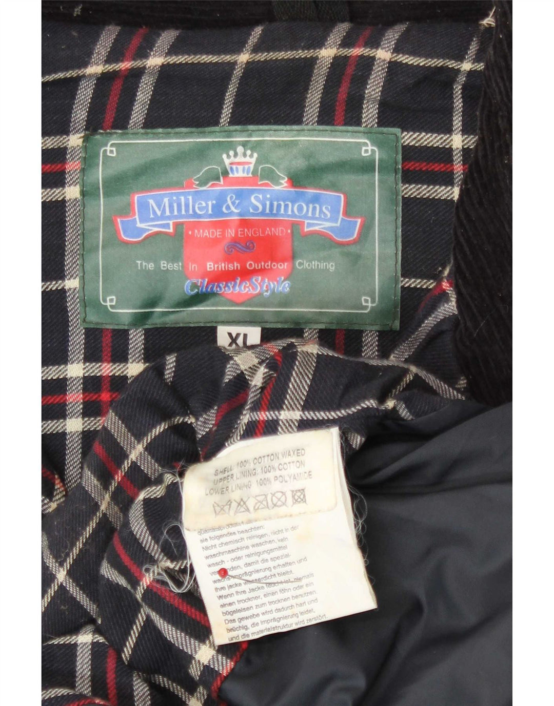 Giacca da uomo in cotone cerato Miller & Simons UK 42 XL nera