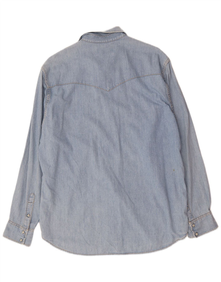 Camicia in denim da uomo Lee grande in cotone blu