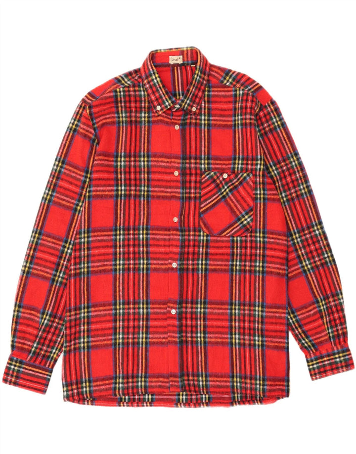 VINTAGE Mens Flannel Shirt Size 40 Medium Red Check Vintage Vintage and Second-Hand Vintage from Messina Hembry 