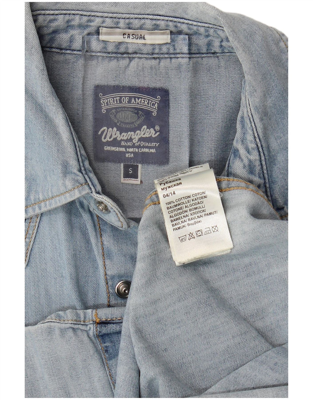 Camicia di jeans casual da uomo WRANGLER piccola in cotone blu