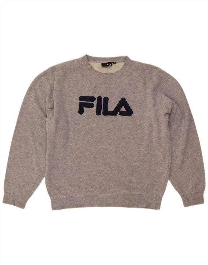 Maglione felpa oversize con grafica da donna FILA UK 14 grigio medio chiazzato
