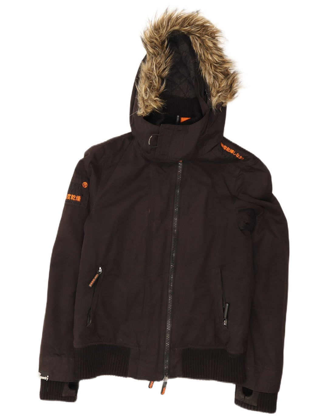 Giacca a vento con cappuccio da donna Superdry The Windbomber UK 14 media nera
