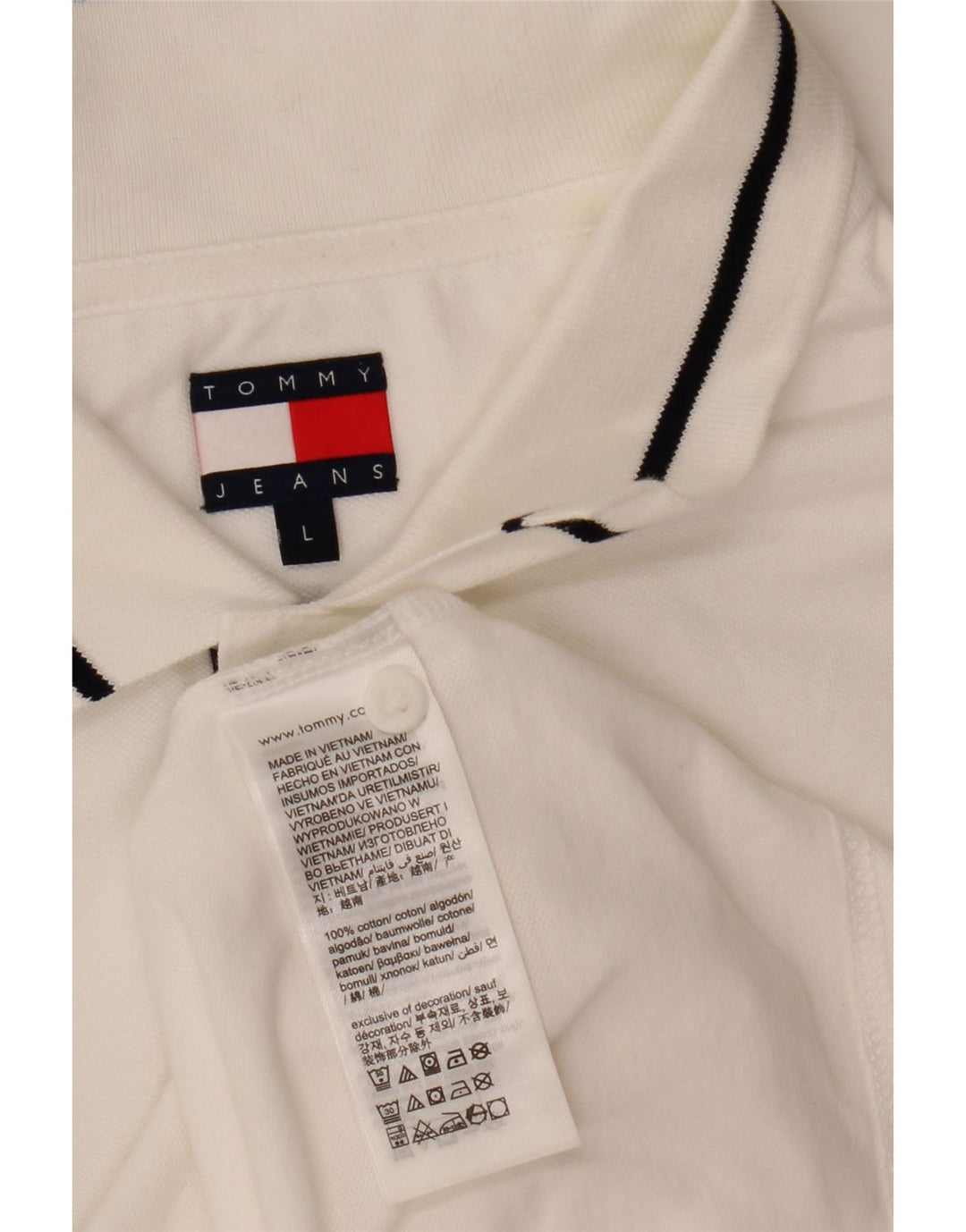 Polo da uomo Tommy Hilfiger grande in cotone bianco