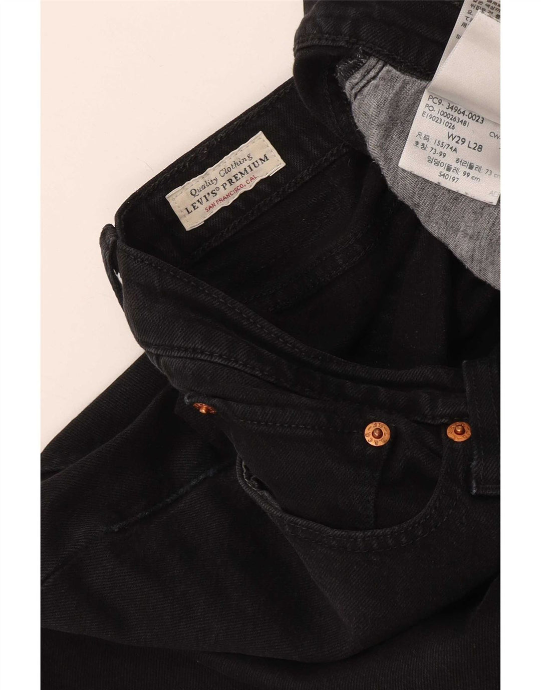 Jeans dritti Wedgie da donna Levi's W29 L28 cotone nero