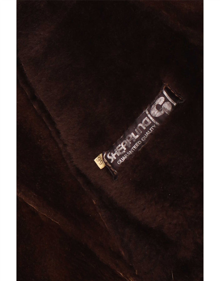 Cappotto vintage in shearling da uomo UK 40 grande marrone
