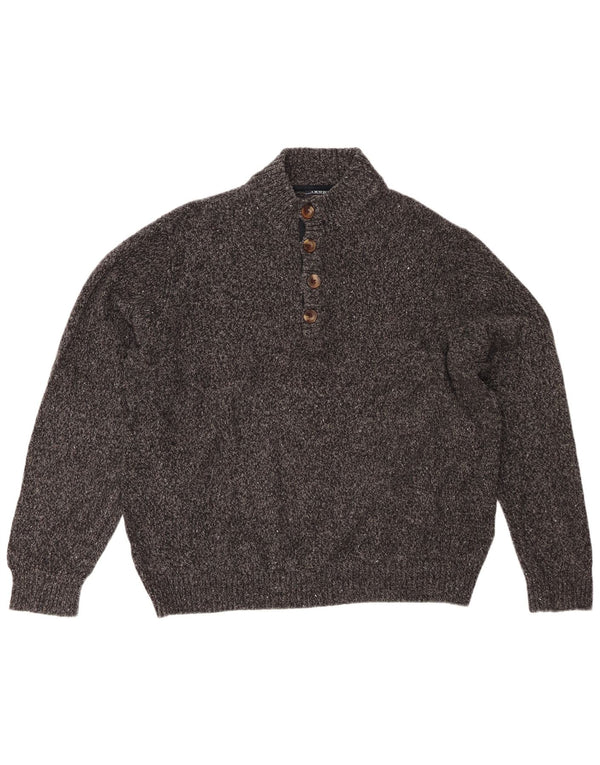 Maglione da donna con collo a bottoni Izod UK 20 2XL Acrilico chiazzato grigio