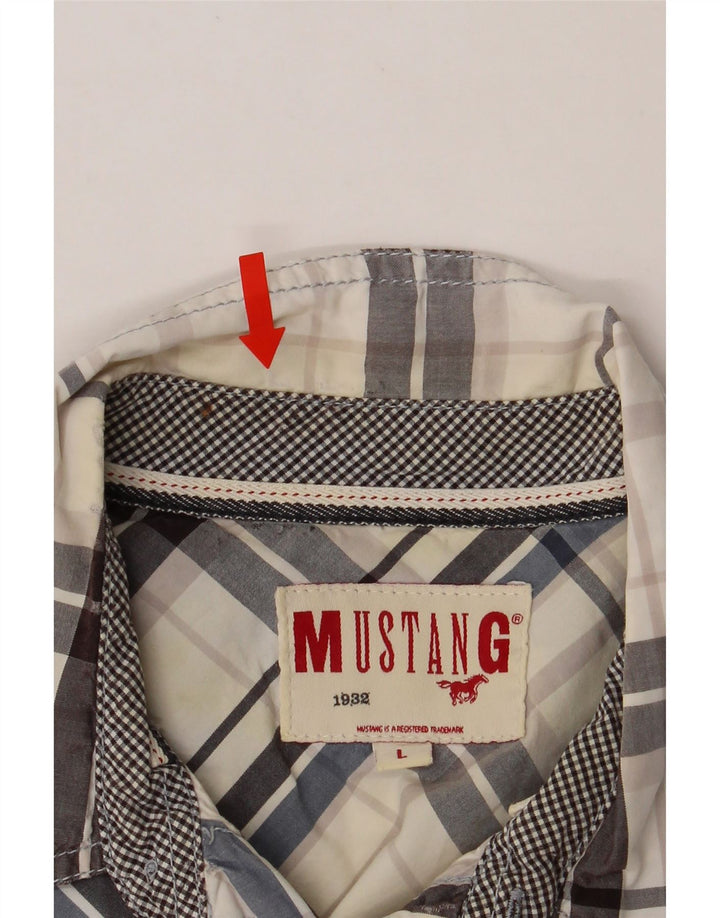 MUSTANG Mens Shirt Large White Check Cotton Vintage Mustang and Second-Hand Mustang from Messina Hembry 