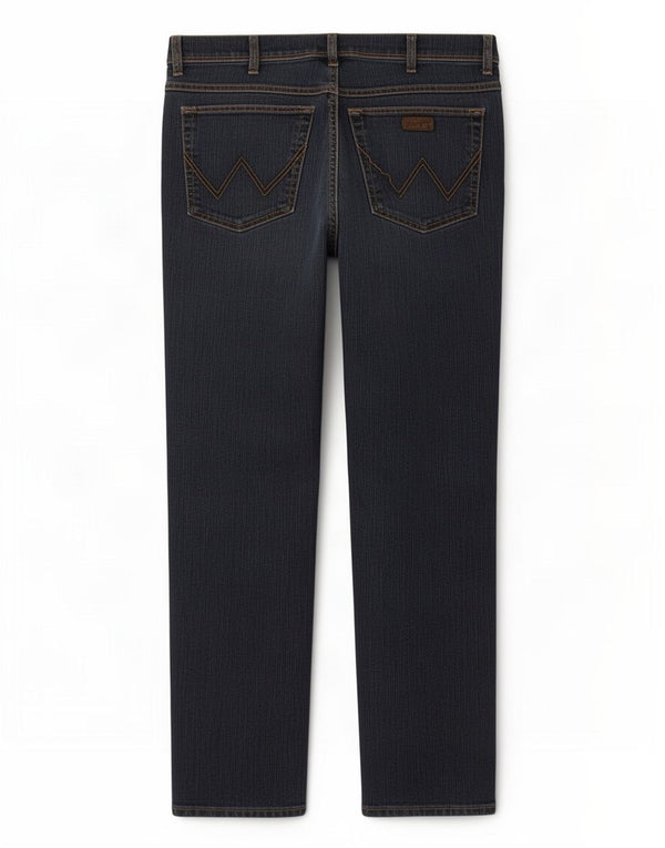Jeans dritti da uomo Wrangler vestibilità regolare W34 L30 cotone blu navy