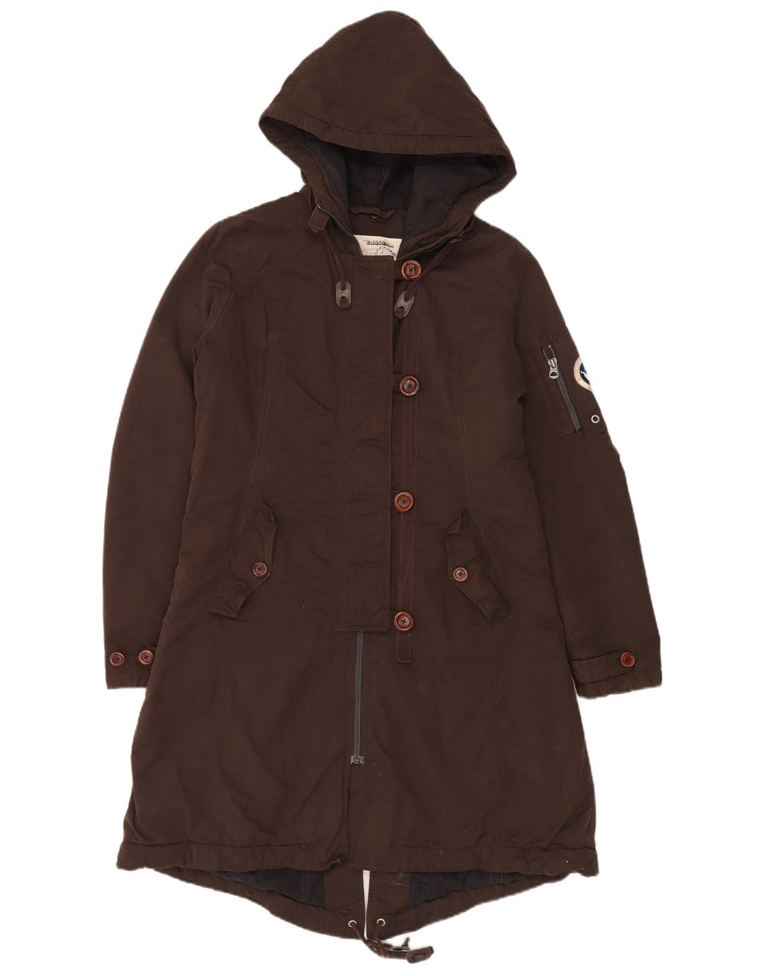 Giacca Parka con cappuccio da donna Napapijri UK 14 Cotone marrone medio