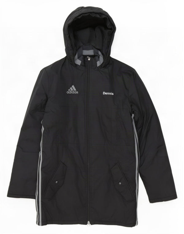 Cappotto imbottito con cappuccio grafico da uomo vestibilità ampia Adidas UK 34 XS poliestere nero