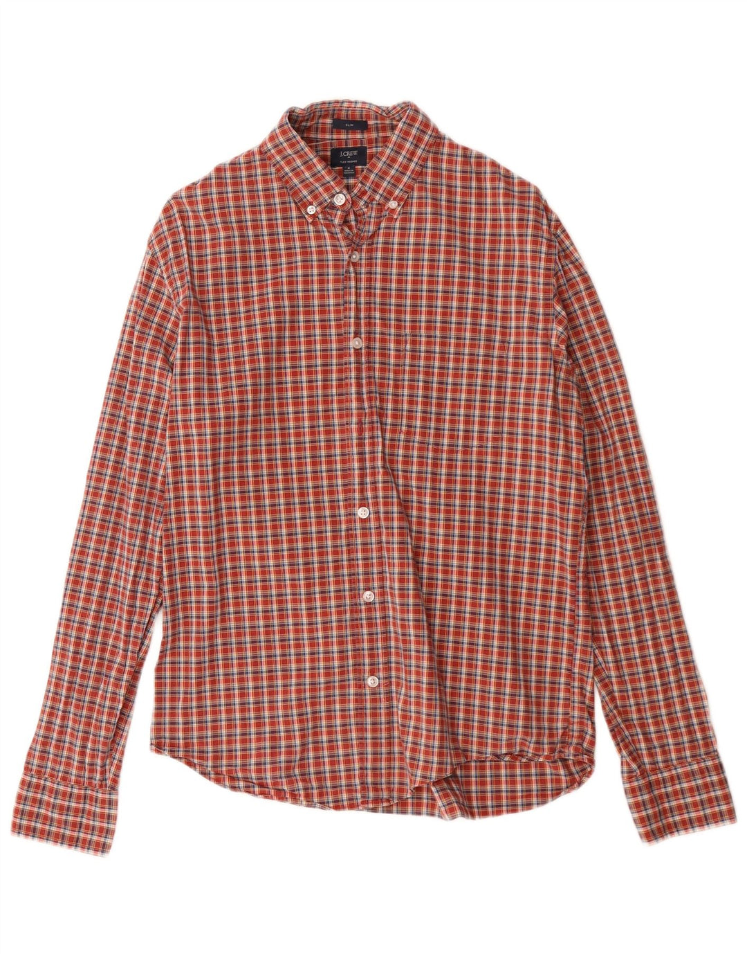 J. CREW Camicia slim fit da uomo in cotone a quadri rossi medi