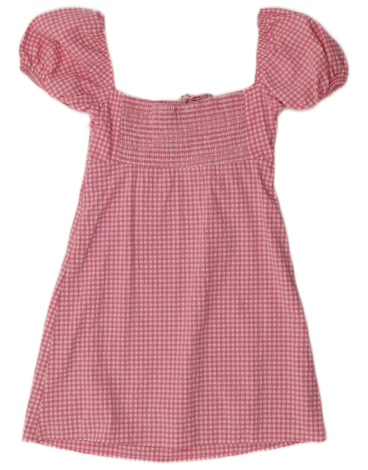Prendisole a maniche corte da donna Zara UK 12 Medium Pink Gingham Bohemian