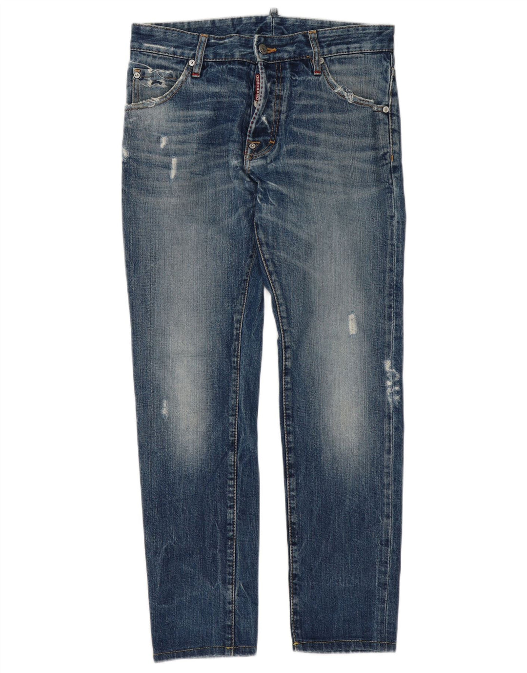 Jeans slim invecchiati da uomo Dsquared IT 46 piccolo W32 L30 cotone blu