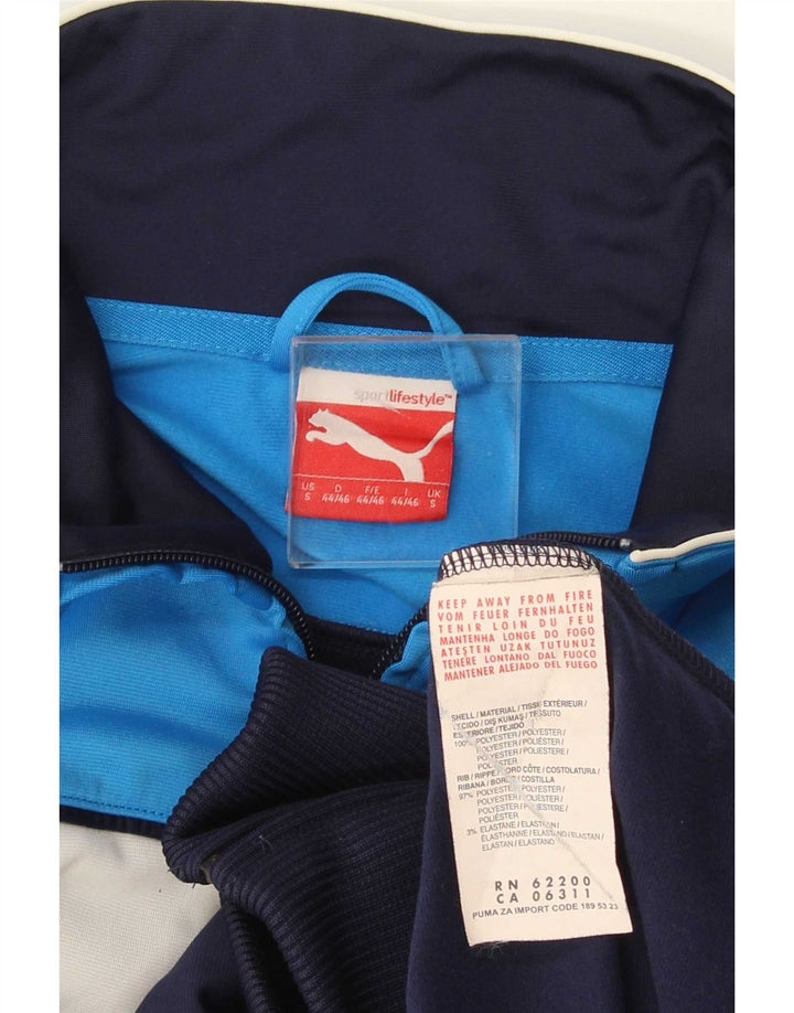 Giacca da ginnastica da uomo Puma Small in poliestere color block blu navy