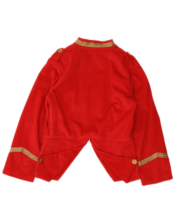 Giacca blazer militare vintage in velluto a coste Trachten da donna UK 10 piccola rossa