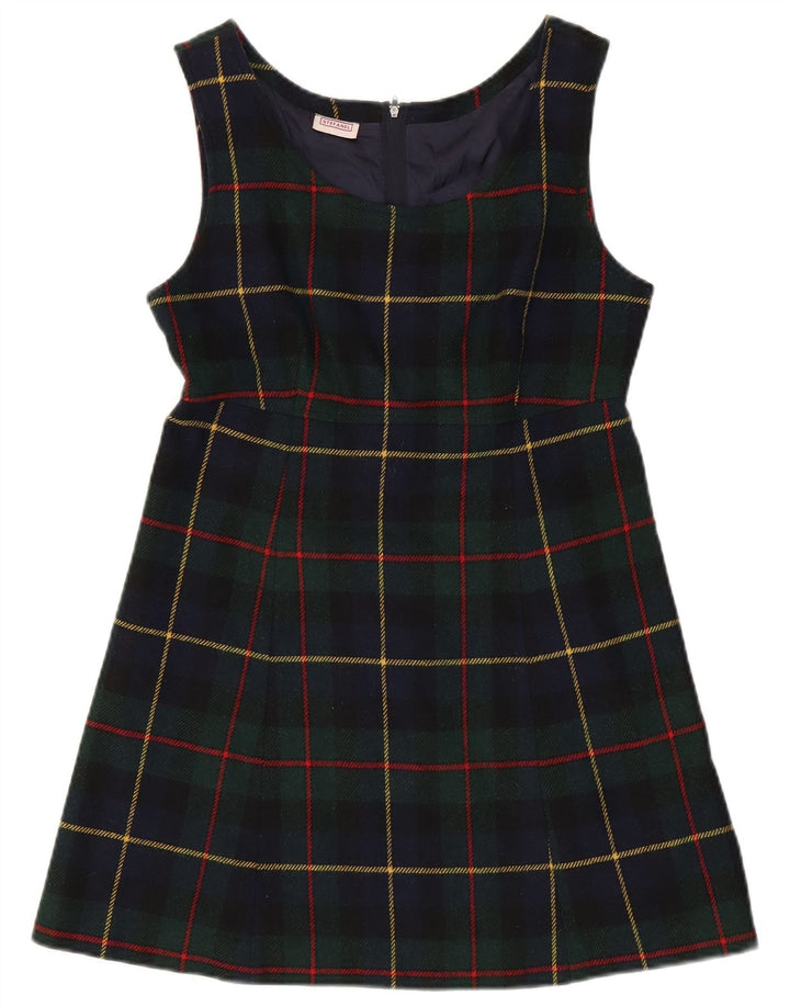 Stefanel Abito da donna senza maniche a trapezio UK 12 Medio blu navy a quadri