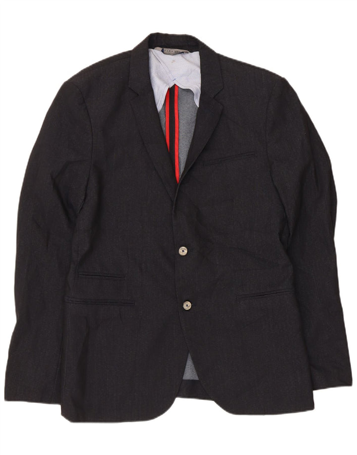 Giacca blazer da uomo a 2 bottoni Zara EU 50 medio blu navy in poliestere
