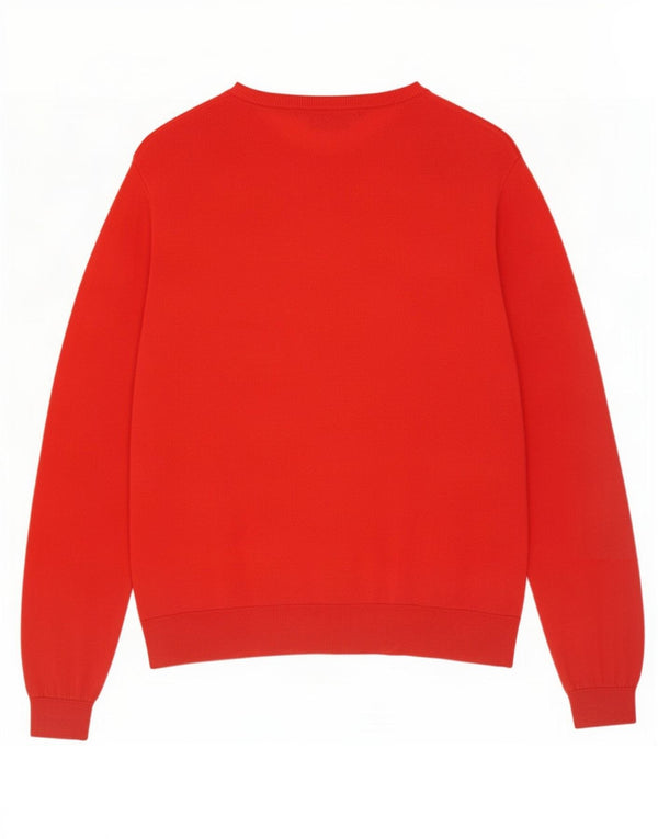 Zara Womens Crew Neck Jumper Sweater UK 14 Large Red Lyocell