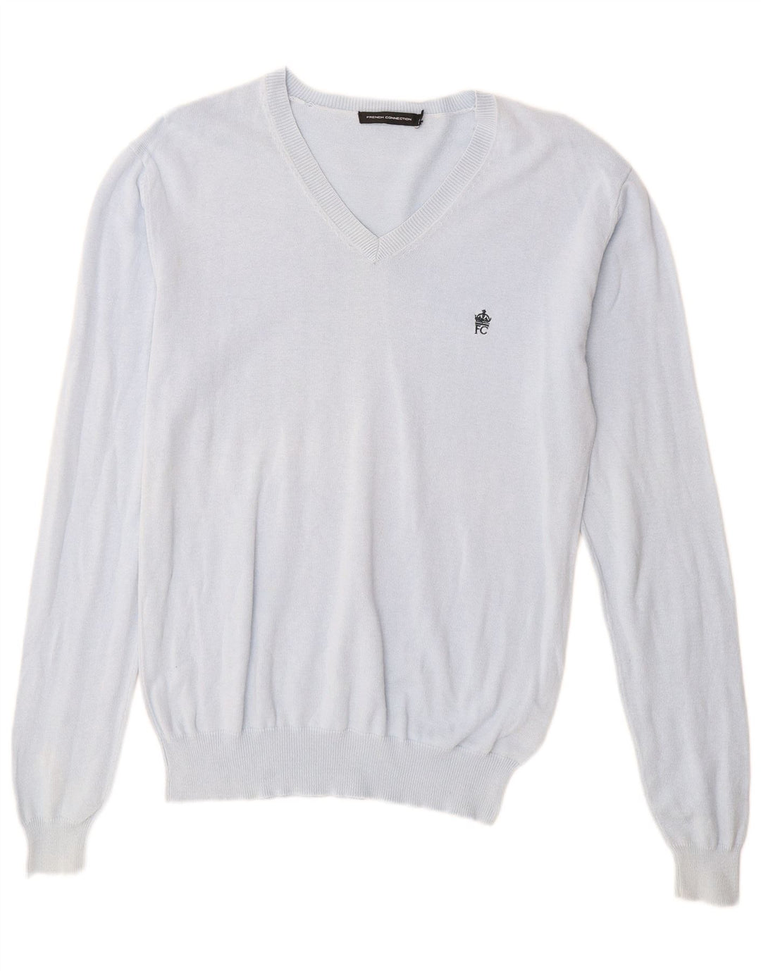 Maglione da donna con scollo a V French Connection UK 14 Cotone blu medio