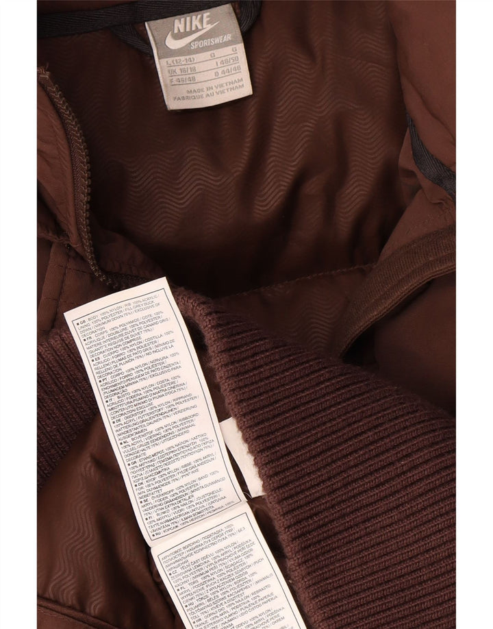 Cappotto imbottito Nike da donna UK 16/18 grande nylon marrone