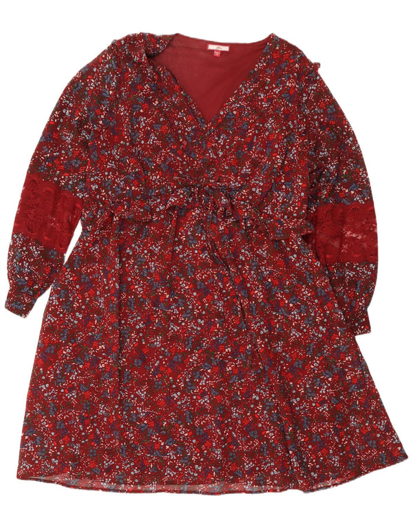 Abito a strati a maniche lunghe da donna Joe Browns UK 20 2XL Borgogna floreale