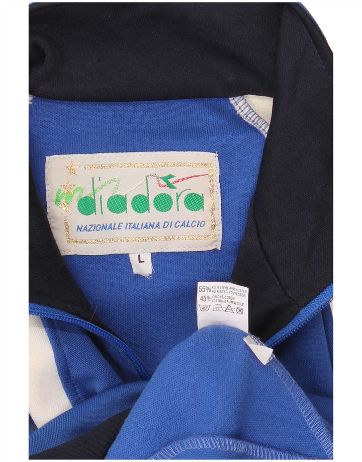 Giacca da ginnastica grafica da uomo Diadora Large in poliestere color block blu